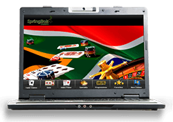 Springbok's old preview image of its download casino running on a laptop